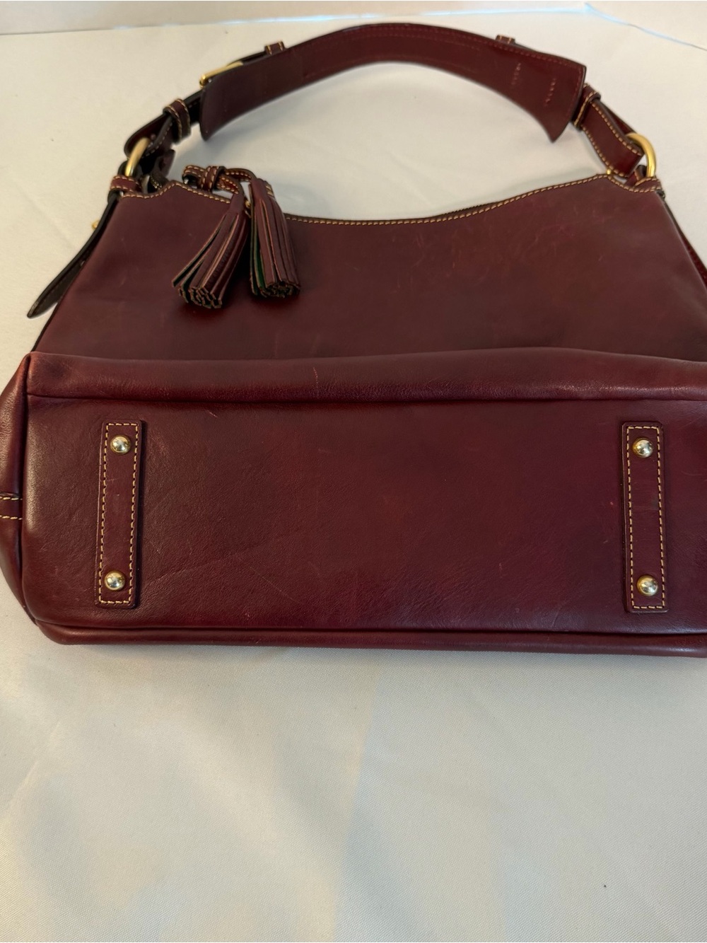 Dooney & Bourke Florentine Kingston Bordeaux Leather Hobo Shoulder Bag - Picture 15 of 15